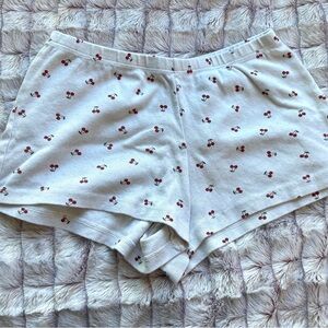 White Shorts with Cherry Print